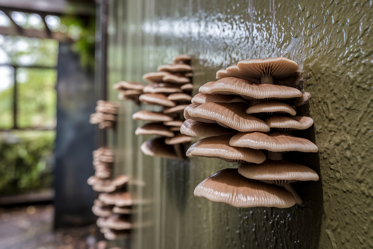 champignons-mur-humide-gros-plan