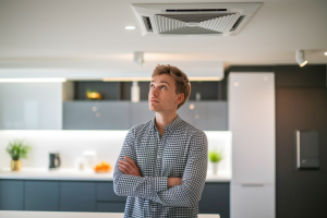 personne-cuisine-moderne-aeration-plafond