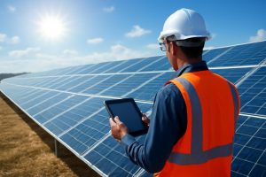 technicien-panneaux-solaires-ciel-ensoleille